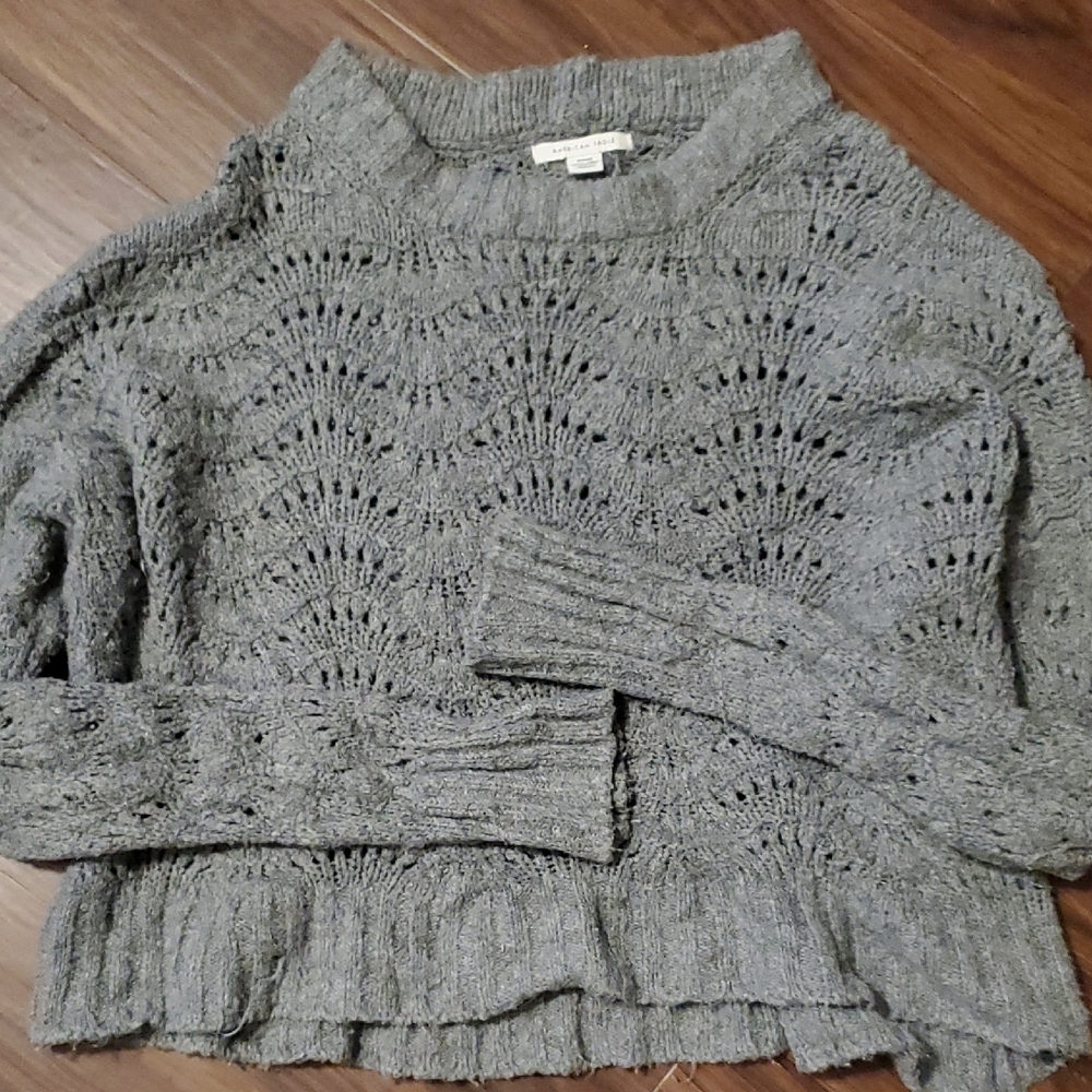 American Eagle Outfitters Gray Textured Knit Sweater - Picture 3 of 4